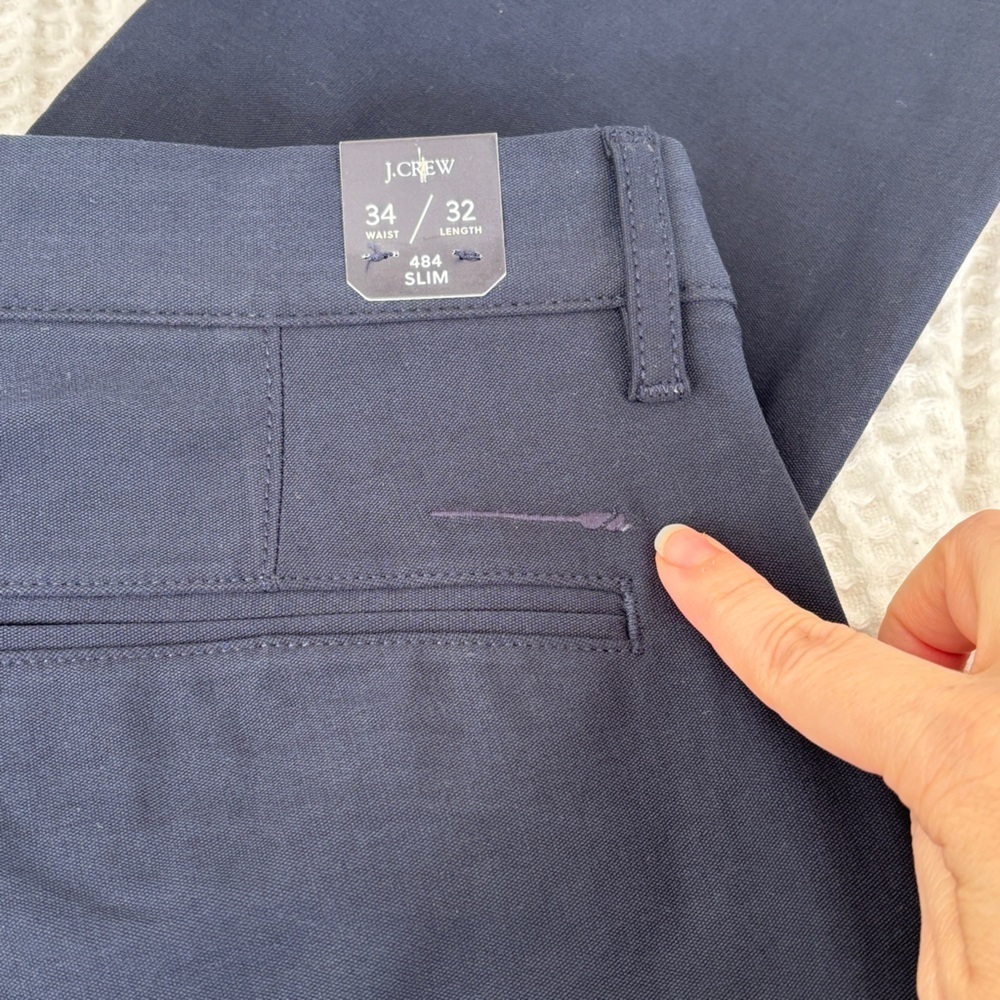 NWT Mens J Crew Navy Blue 484 Slim-fit tech pants 34x32 commuter work pants - Picture 11 of 14
